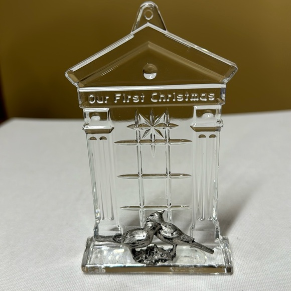 Waterford Crystal Other - Waterford Crystal Our First Christmas Ornament Pewter Birds in window